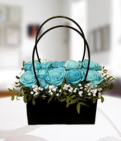 Blue roses in black ...